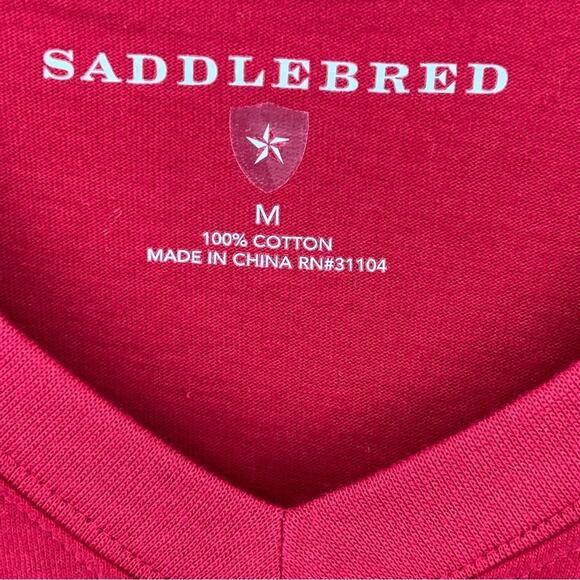 Saddlebred red 100% soft sueded cotton V neck long sleeve tee shirt men's M NEW - Picture 5 of 9